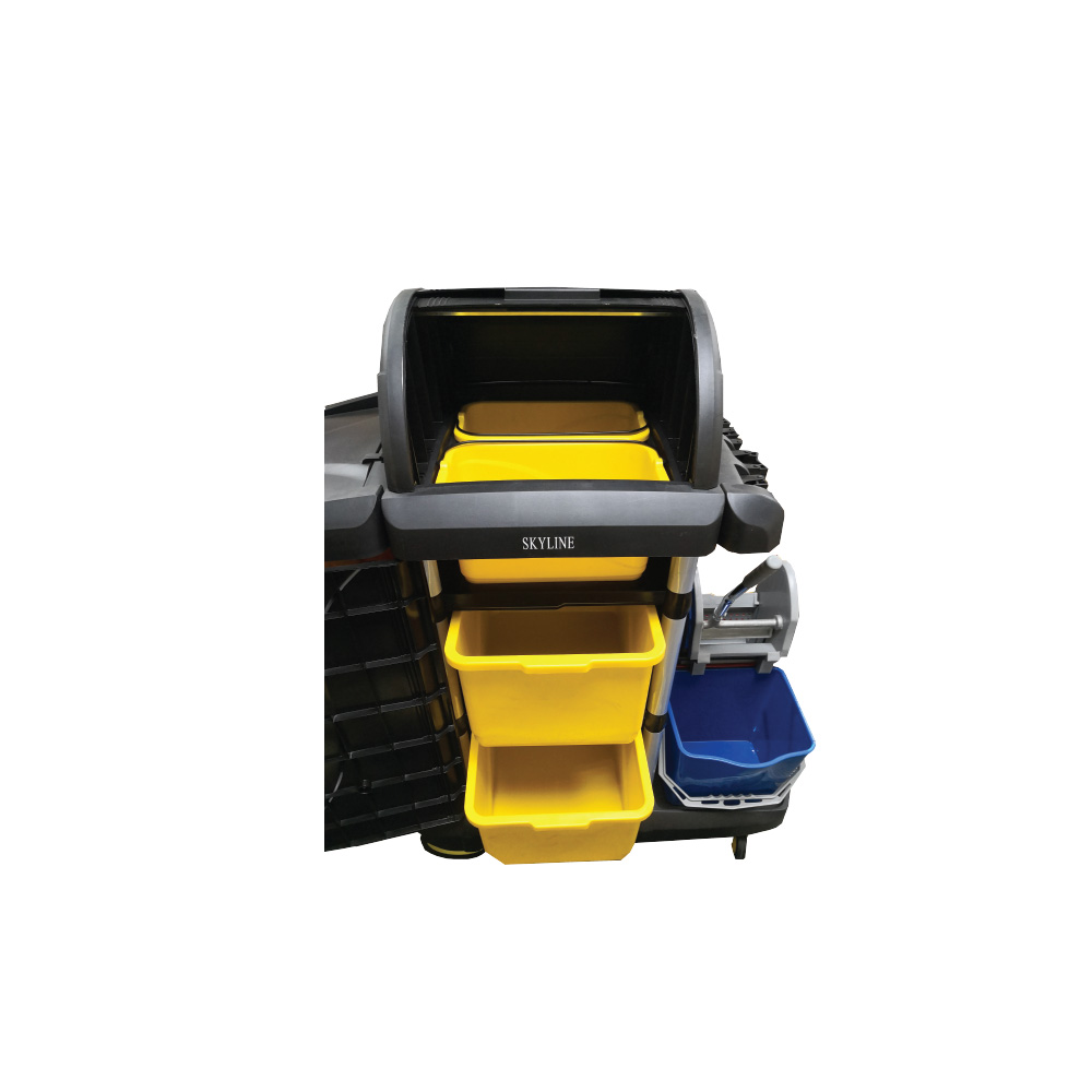 Full Cover Janitor Cart c/w Double Bucket