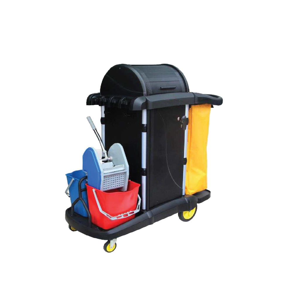 Full Cover Janitor Cart c/w Double Bucket