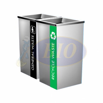 SS102 |CE2| Stainless Steel Recycle Bin Rectangular C/W Flip Top (2-in-1)