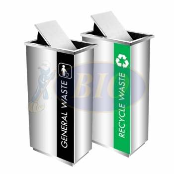 SS102 |IN2| Stainless Steel Recycle Bin Rectangular C/W Flip Top (2-in-1)