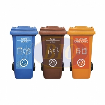 120L |CM3| Mobile Garbage Recycle Bin 3-in-1 C/W Sticker