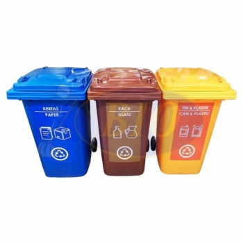 240L |CM3| Mobile Garbage Recycle Bin 3-in-1 C/W Sticker