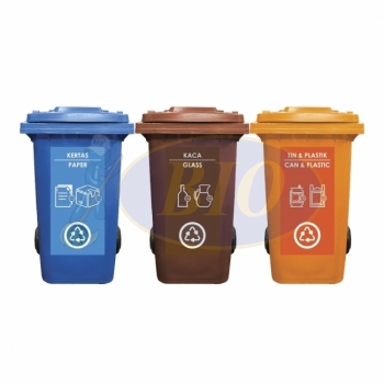 240L |CM3| Mobile Garbage Recycle Bin 3-in-1 C/W Sticker