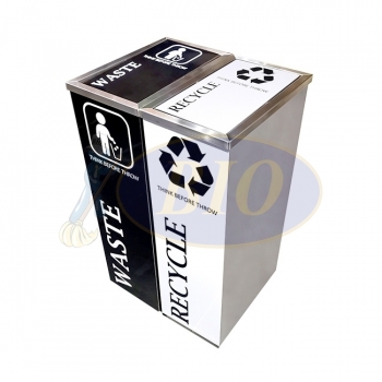 SS102 |CE2| Stainless Steel Recycle Bin Rectangular C/W Flip Top (2-in-1)