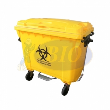 660L Biohazard Mobile Garbage Bin 4-Wheel C/W Foot Pedal