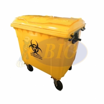 1100L Biohazard Mobile Garbage Bin 4-Wheel