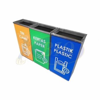SS102-OT |CM3| Stainless Steel Recycle Bin Rectangular c/w Open Top (3-In-1)