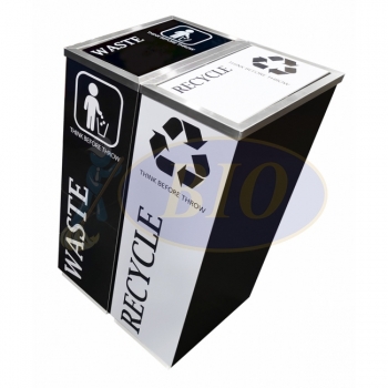 SS102 (BLK) |CE2| Black Powder Coated Recycle Bin Rectangular C/W Flip Top (2-in-1)