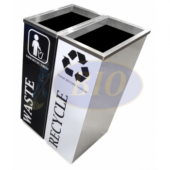 SS102-OT |CE2| Stainless Steel Recycle Bin Rectangular C/W Open Top (2-In-1)