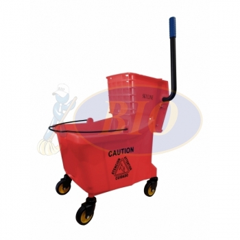 Red Single Mop Bucket - 32L (Side Press)