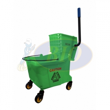 Green Single Mop Bucket - 32L (Side Press)