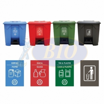 30L | CM4W | Recycle TT Step On / Pedal Bin (4-in-1W)