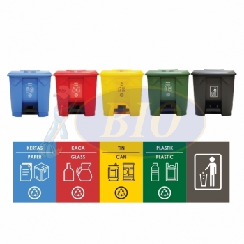 30L | CM5W | Recycle TT Step On / Pedal Bin (5-in-1W)