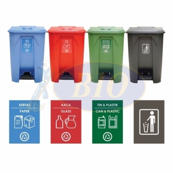 45L | CM4W | Recycle TT Step On / Pedal Bin (4-in-1W)
