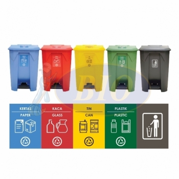 45L | CM5W | Recycle TT Step On / Pedal Bin (5-in-1W)