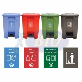 68L | CM4W | Recycle TT Step On / Pedal Bin (4-in-1W)