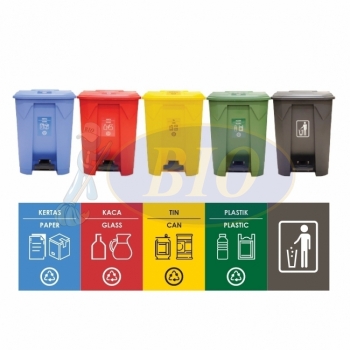 68L | CM5W | Recycle TT Step On / Pedal Bin (5-in-1W)