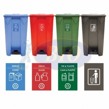 87L | CM4W | Recycle TT Step On / Pedal Bin (4-in-1W)