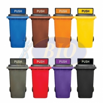 240L Mobile Garbage Bin 2-Wheel c/w Turbo Lid - Blue/Brown/Orange/Yellow/Grey/Red/Purple/Black