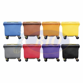 660L Mobile Garbage Bin 4-Wheel C/W Foot Pedal - Blue/Brown/Orange/Yellow/Grey/Red/Purple/Black