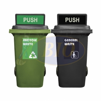 240L Mobile Garbage Recycle Bin 2-Wheel 2-in-1 C/W Turbo Lid