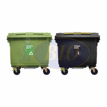 660L Mobile Garbage Recycle Bin 2-Wheel 2-in-1 C/W Foot Pedal