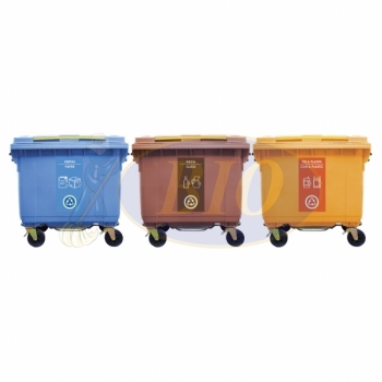 660L |CM3| Mobile Garbage Recycle Bin 4-Wheel 3-in-1 C/W Foot Pedal