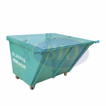 1500L Metal Leach Bin 4-Wheel c/w Cover