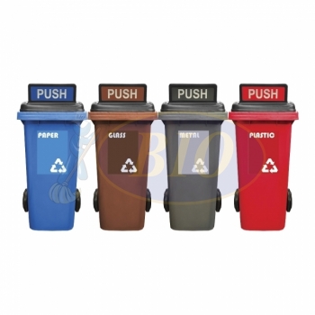 120L Mobile Garbage Recycle Bin 2-Wheel 4-in-1 C/W Turbo Lid