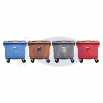 660L Mobile Garbage Recycle Bin 4-Wheel 4-in-1 C/W Foot Pedal