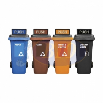 120L Mobile Garbage Recycle Bin 2-Wheel 4-in-1W C/W Turbo Lid