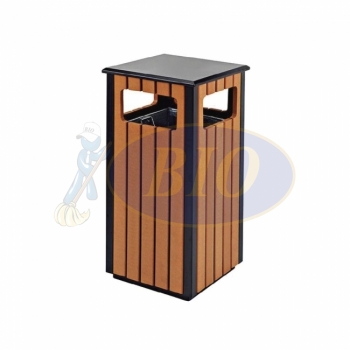 SSW41-FT Powder Coated + Wood Bin Square C/W Flat Top & 4 Holes