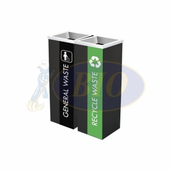 SS110-B |IN2| Powder Coated Recycle Bin Square C/W Open Top (2-in-1)