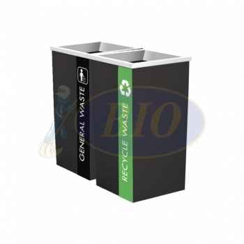 SS110-LB |IN2| Powder Coated Recycle Bin Square C/W Open Top (2-in-1)