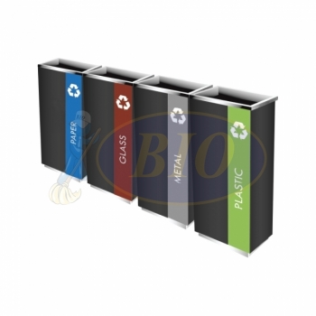 SS102-OTB |IN4| Powder Coated Recycle Bin Rectangular c/w Open Top (4-in-1)