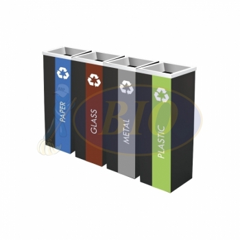 SS110-B Powder Coated Bin Recycle Square C/W Open Top (4-in-1)