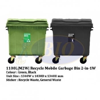 1100L M2W Recycle mobile Garbage Bin 2 in 1