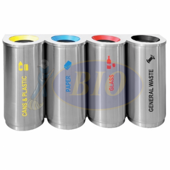 SS102 |CE4| Stainless Steel Recycle Bin Rectangular C/W Flip Top (4-in-1)