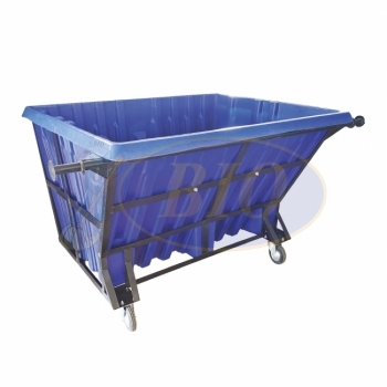 1100L PE Leach Bin 4-Wheel c/w Metal Frame - Blue / Green