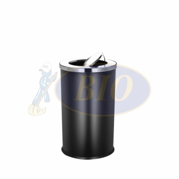 SS106-B Black Powder Coated Bin Round C/W Flip Top