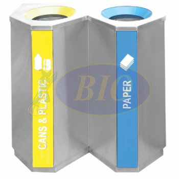 SS102 |CE2| Stainless Steel Recycle Bin Rectangular C/W Flip Top (2-in-1)