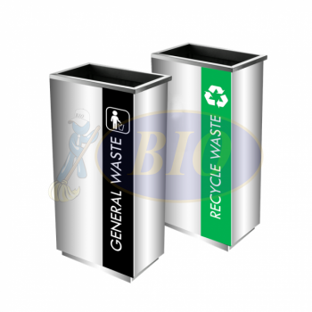SS102-OT |IN2| Stainless Steel Recycle Bin Rectangular C/W Open Top (2-In-1)