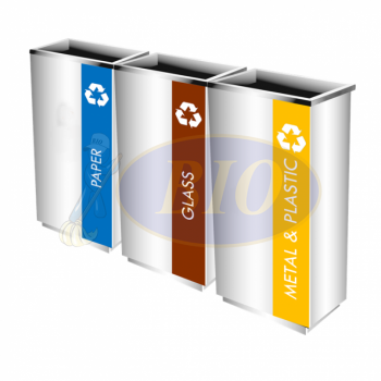 SS102-OT |IN3| Stainless Steel Recycle Bin Rectangular C/W Open Top (3-In-1)