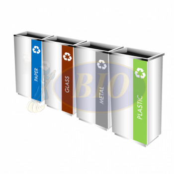 SS102-OT |IN4| Stainless Steel Recycle Bin Rectangular c/w Open Top (4-in-1)
